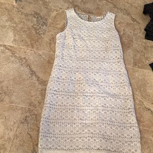 Mystree White Lace Dress overlay sleeveless woman’s size small zip lined classic